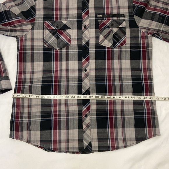 EIGHTY EIGHT,PLATINUM,LONG SLEEVE, RED,BLACK & GRAY,CHECKERED,MEN SHIRT,SIZE XXL - Picture 5 of 14